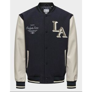 Only & Sons Blue Varsity Jacket Bomber Street Wear Size Small New